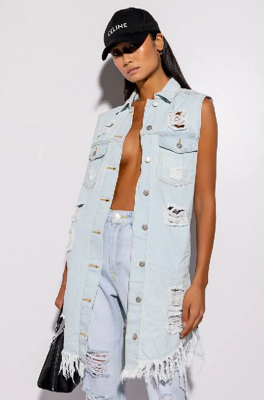 ABBIE DISTRESSED DENIM VEST