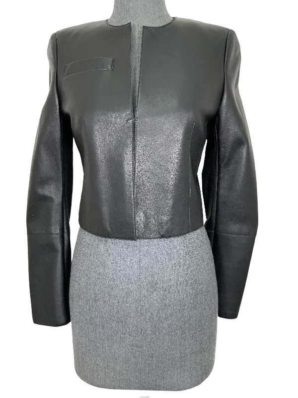 AKRIS Lambskin Leather Cropped Jacket Size Size S