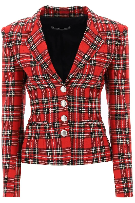 Alessandra rich wool single-breasted jacket with tartan motif FAB3420 F4067 RED BLACK