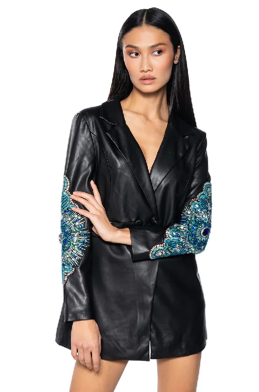 AXELLE PU BLAZER WITH EMBELLISHMENTS