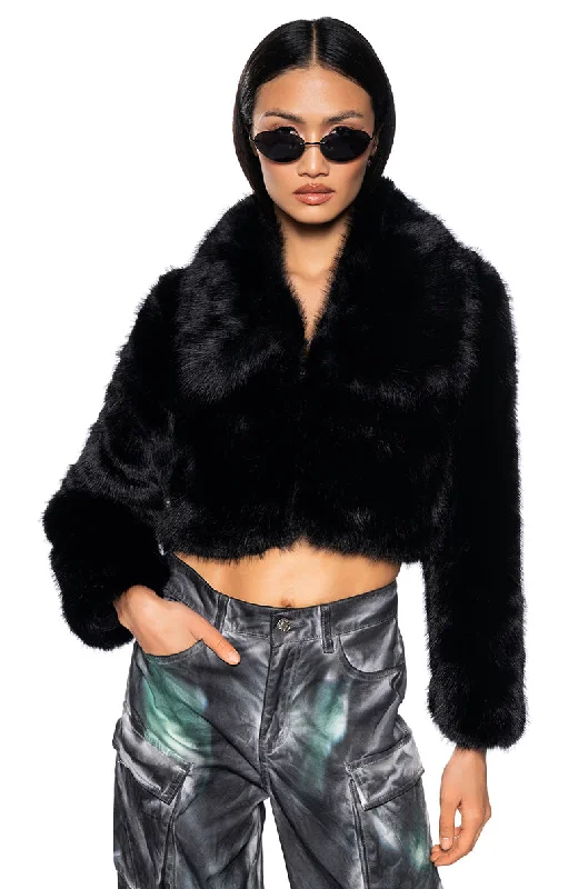 AZALEA WANG CADENCE FAUX FUR IN BLACK