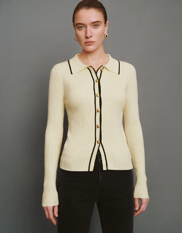 Contrast Trim Knitted Cardigan