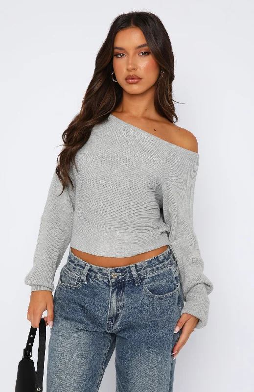 Cover Me Up Knit Sweater Grey Marle