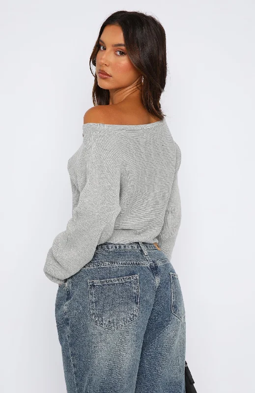 Cover Me Up Knit Sweater Grey Marle