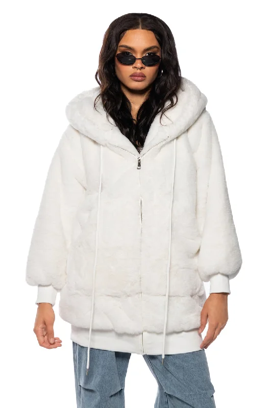 RZA LONG COMFY FAUX FUR HOODIE