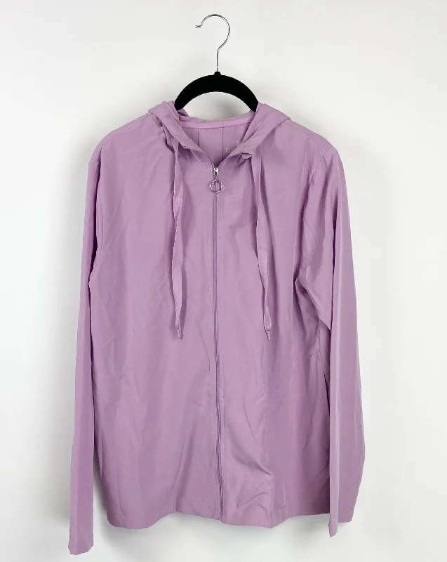 Purple Athletic Zip-Up with Hood - Small