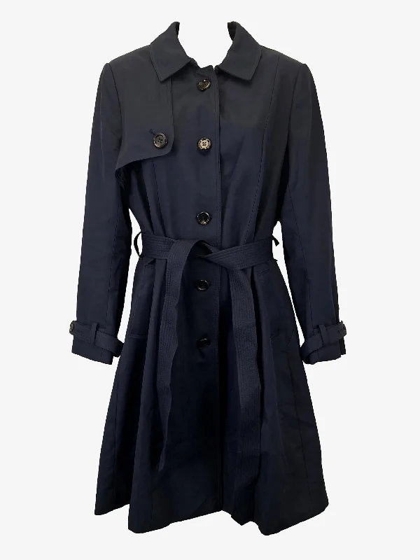 David Lawrence Navy Classic Belted Winter Trench Coat Size 12