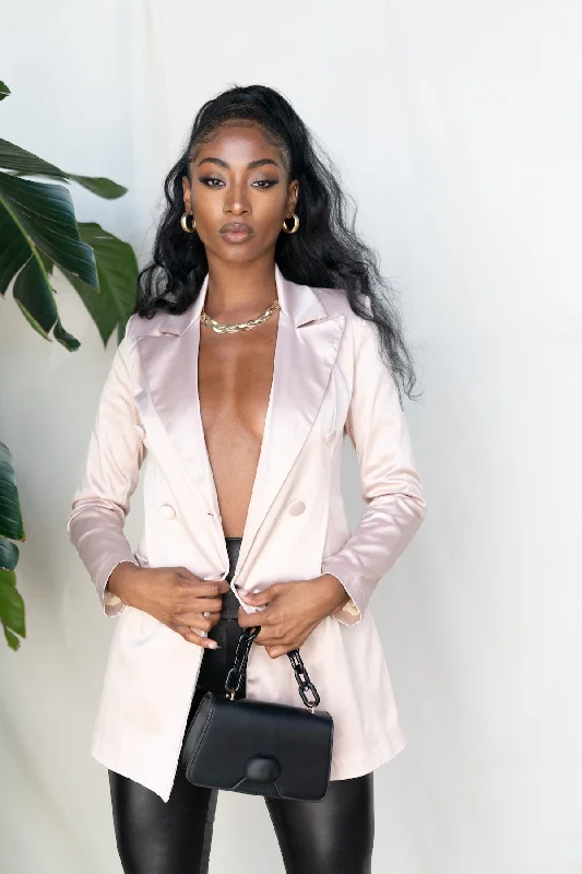 Double Breasted Satin Blazer