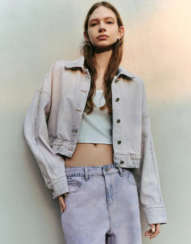 Drop Shoulder Sleeve Denim Jacket