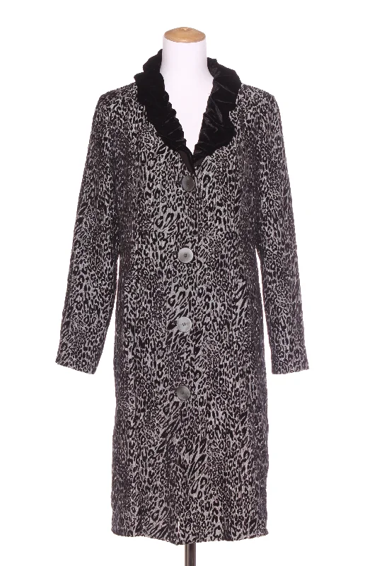 FREDRICK (NZ) Velour flocked leopard coat! 14