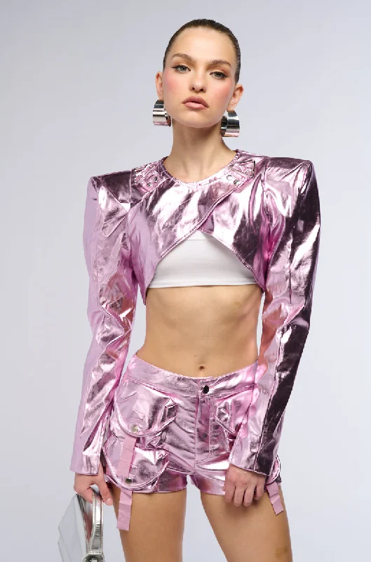 GALACTICA FESTIVAL METALLIC FAUX LEATHER BOLERO