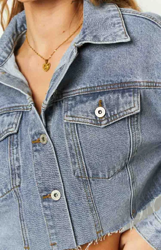 Helena Mid Wash Denim Cropped Jacket