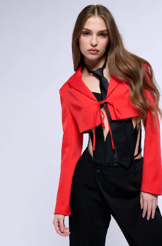 HERE FOR IT TIE FRONT CROP BLAZER