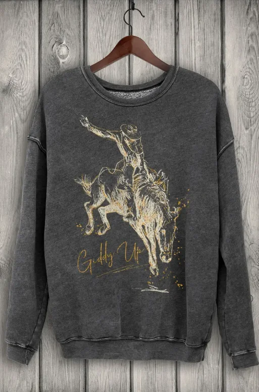 HL6855SWB Giddy Up Foil Sweatshirt - Mineral Black