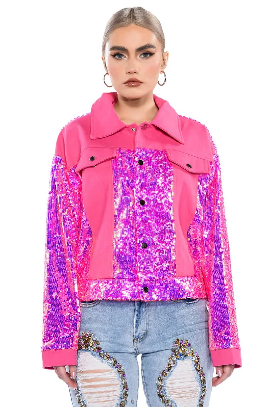 IN THE MOOD FOR LOVE SEQUIN DENIM JACKET