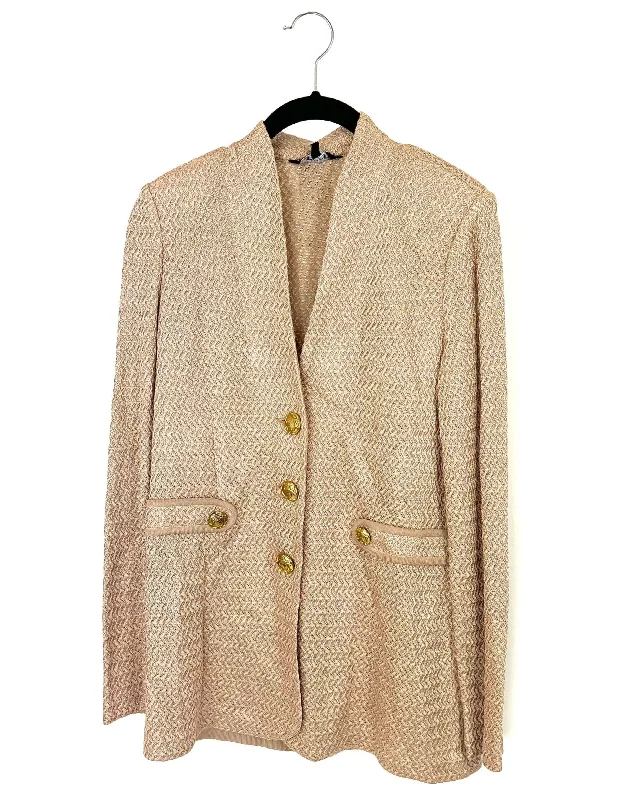 Beige Textured Blazer - Size 2-4 and 28-30W