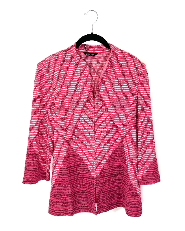 Pink Abstract Printed Zip Up - Size 2/4