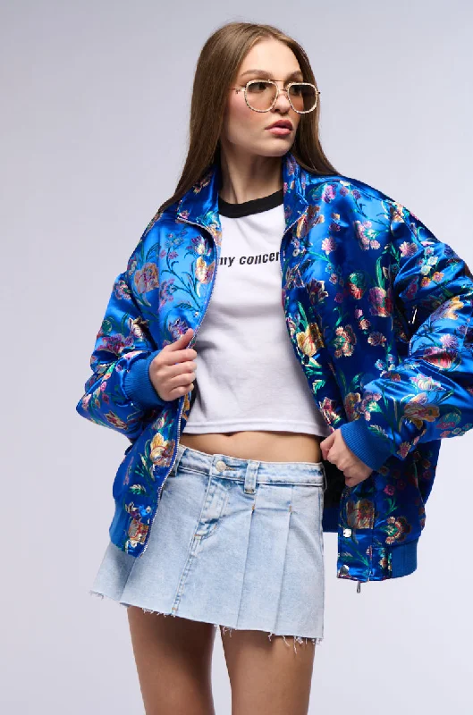 OLLIE METALLIC BROCADE BOMBER JACKET