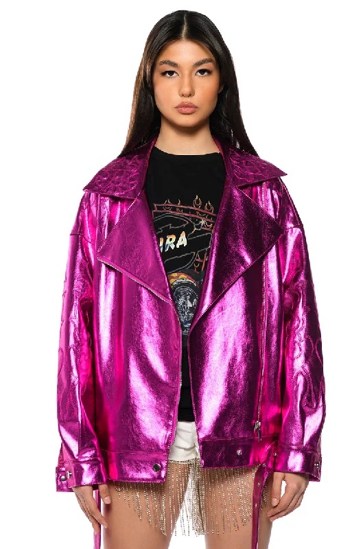 PRINCE METALLIC EMBROIDERED MOTO JACKET