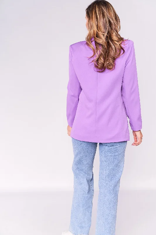 Purple Oversized Casual Blazer