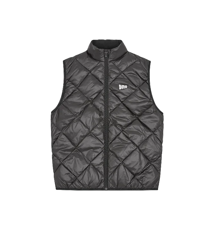 QUILTED LIGHTWEIGHT DOWN VEST - BLACK