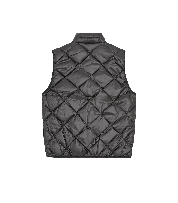 QUILTED LIGHTWEIGHT DOWN VEST - BLACK