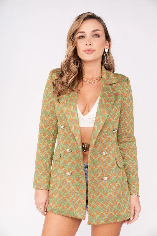 Retro Print Fitted Blazer