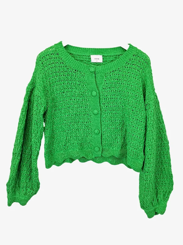 Sheike Bright Green Crochet Cropped Cardigan Size XS