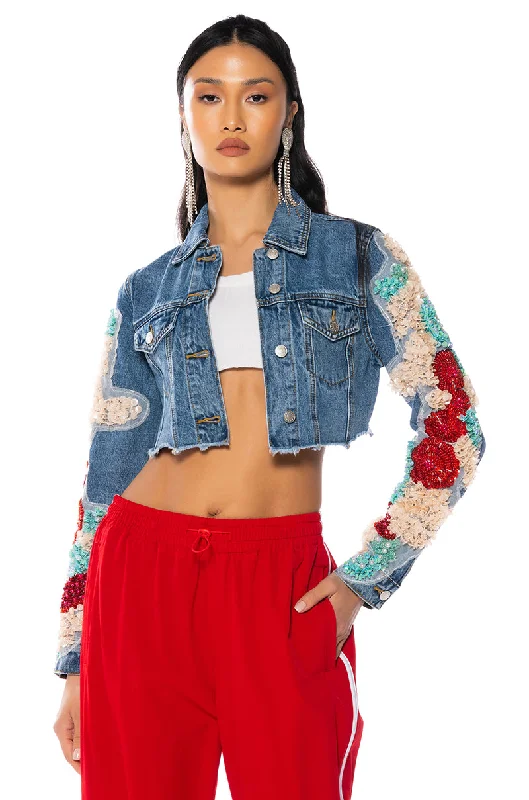 SHOW OFF APPLIQUE DENIM JACKET