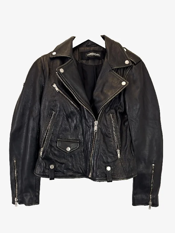 Superdry Classic Asymmetric Biker Jacket Size 8