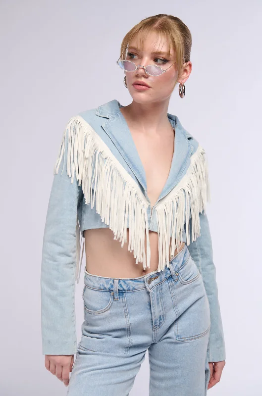 TEXAS RODEO WEEK FRINGE DENIM JACKET