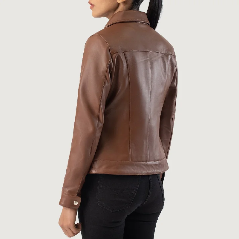 Vixen Brown Classic Collar Leather Jacket