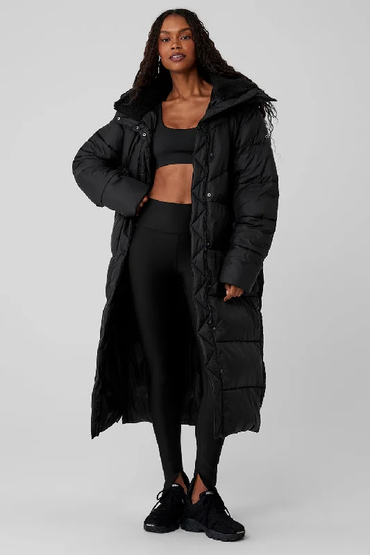 Gold Rush Puffer Trench - Black