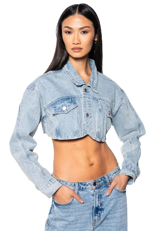 WHAT YOU NEED DENIM CROP JACKET