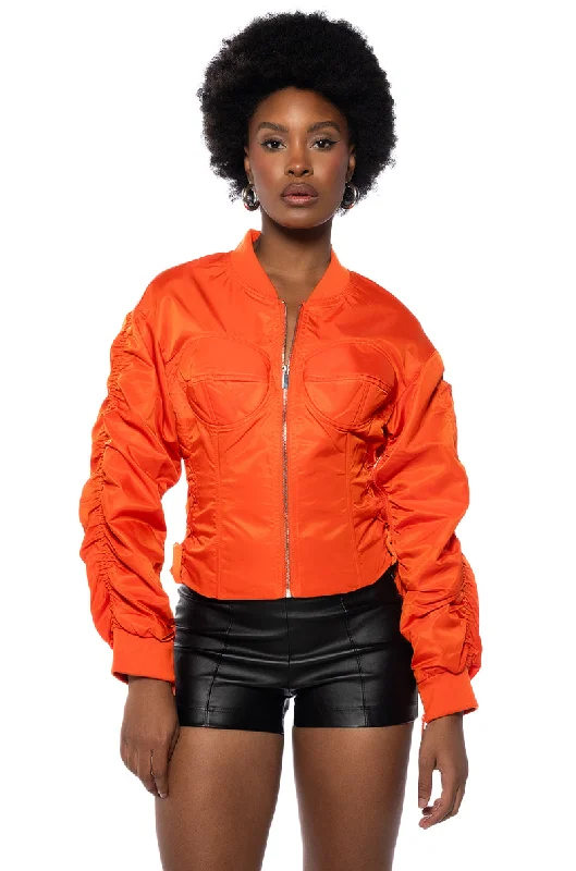 FITTED BOMBER WITH ADJUSTABLE SIDE LACE